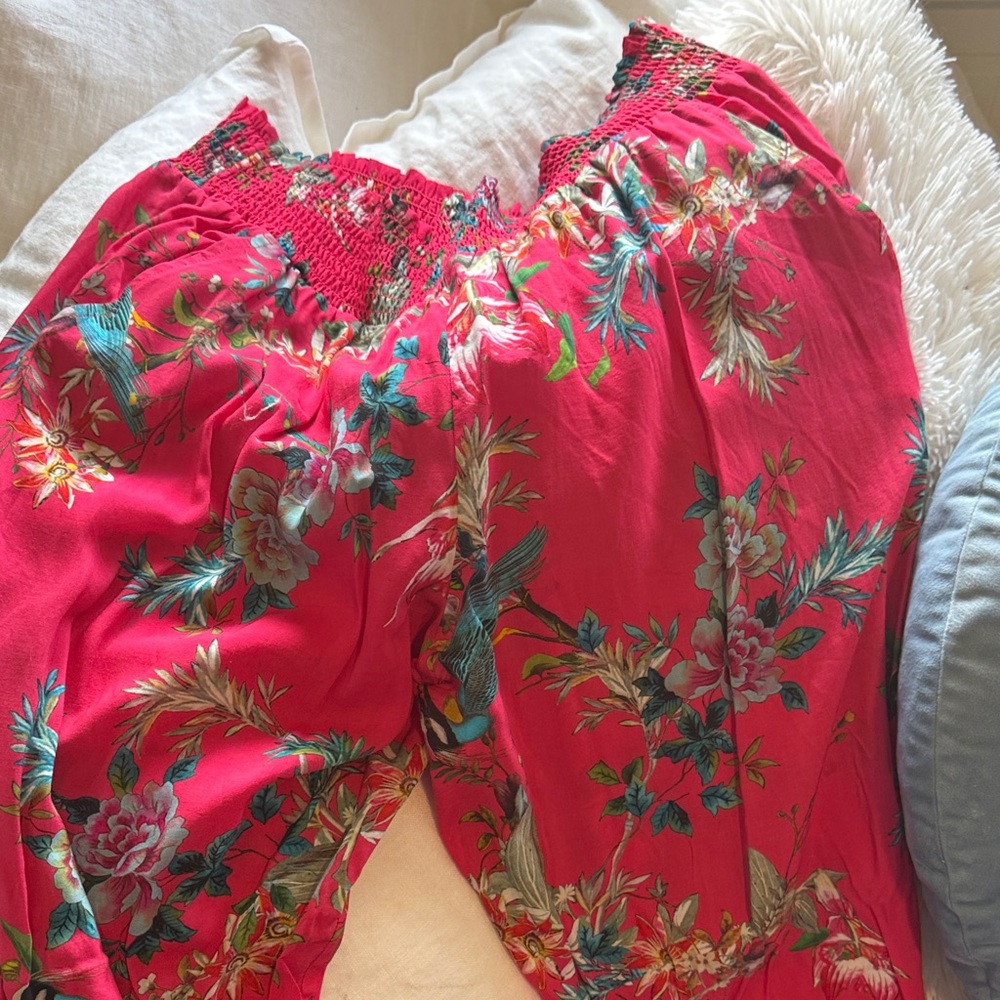 Johnny Was Floral Red Pants